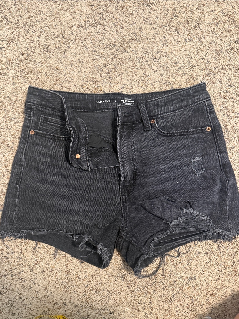 Old Navy Black Distressed Denim Cutoff Shorts